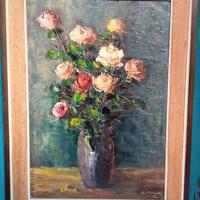 Consolato Minniti olio su tela "Rose" 45x65