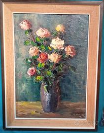 Consolato Minniti olio su tela "Rose" 45x65