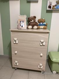 Cassettiera/fasciatoio con vasca bagnetto neonato