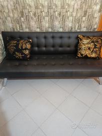 Divano letto  nero in pelle 