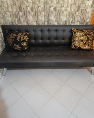 Divano letto  nero in pelle 