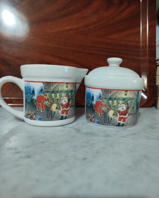 Set natalizio lattiera e zuccheriera in ceramica 