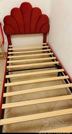 Letto singolo con testata e bordi in velluto