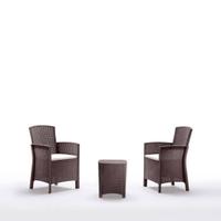Set relax in polyrattan marrone con due poltrone e