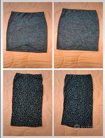 Gonna grigia corta e gonna maxi animalier