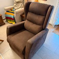 Poltrona relax reclinabile in microfibra marrone
