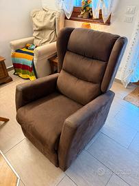 Poltrona relax reclinabile in microfibra marrone