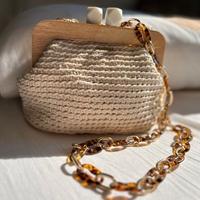 Borsa clic clac legno, beige, handmade