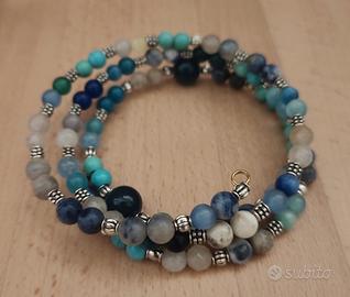 bracciale Memory wire con pietre apatite,agata,acc