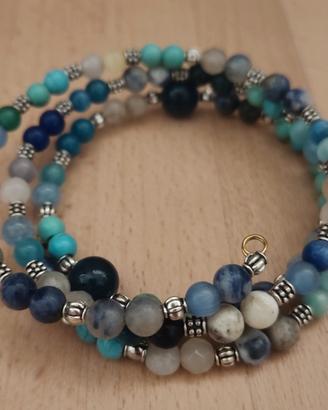 bracciale Memory wire con pietre apatite,agata,acc