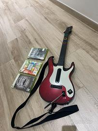 Chitarra guitar hero + 3 giochi per XBOX 360