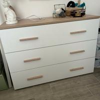 Cassettiera 3 Cassetti Bianca e Ciliegio – L 107 x