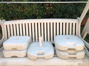 5 Basi ombrellone in plastica bianca