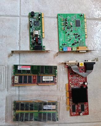 Set 4 componenti: scheda video, audio, modem e ram