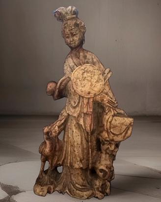 STATUETTA DI LAN TSAI HO IN STEATITE MACULATA