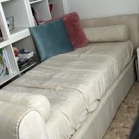 Letto singolo avorio, con cassettoni