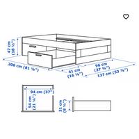 Letto singolo Brimmes con cassetti