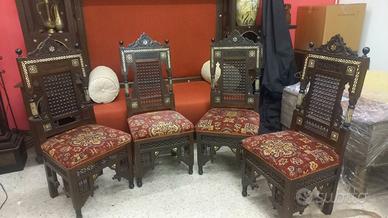 Set 4 sedie stile Bugatti, inizio '900