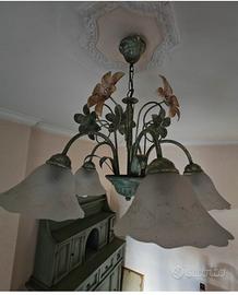 Lampadario ferro nattuto verde