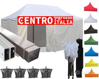 Gazebo pieghevole professionale in alluminio per mercatini 6x3 bianco