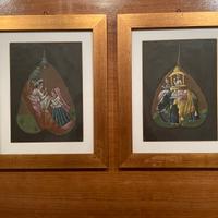 Quadri con foglia dipinta