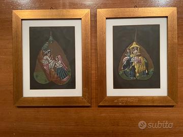 Quadri con foglia dipinta