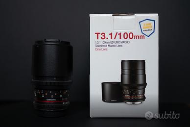 Samyang 100mm Macro Cine Lens 3.1 attacco Canon EF