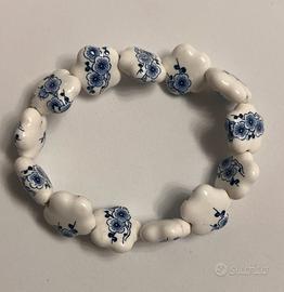 Bracciale elastico stile blue willow artigianale