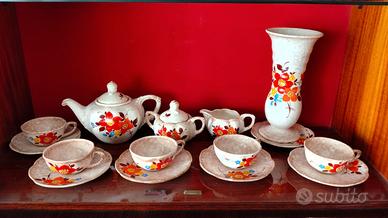 Set Tè Vintage Fiori 14 Pezzi + Vaso coordinato