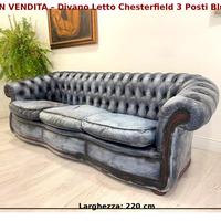 Elegante Divano Letto Chesterfield 3 Posti Blu