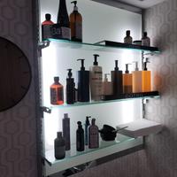 Espositore retroilluminato cromato mensole vetro