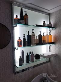 Espositore retroilluminato cromato mensole vetro