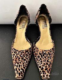 Scarpe vintage leopardate tacco a spillo e strass