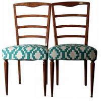 Coppia di sedie scandinave in legno e tessuto