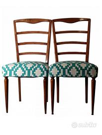 Coppia di sedie scandinave in legno e tessuto
