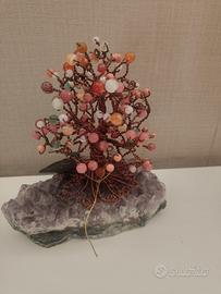 alberi o miniatura rame agata cristalli  