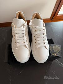Billionaire Sneakers Uomo Bianche con Dettagli Oro
