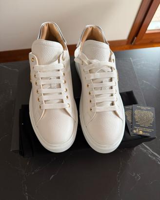 Billionaire Sneakers Uomo Bianche con Dettagli Oro
