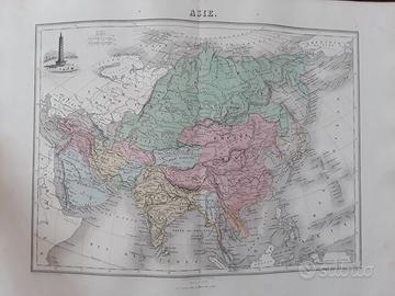 Carta geografica dell'Ottocento dell'Asia