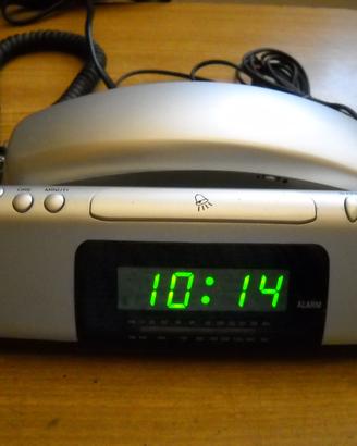 Telefono con cornetta orologio e radio fm