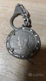 Portachiavi Vintage con Autentica Moneta d'Argento