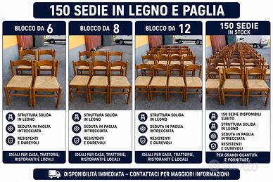 Sedie Rustiche in Legno e Paglia