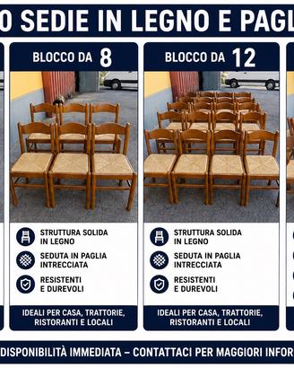 Sedie Rustiche in Legno e Paglia