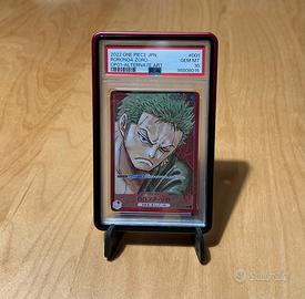 One Piece OP01-001 Zoro PSA 10 + Cover