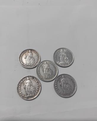  lotto mezzo franco svizzero argento varie date