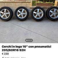 Cerchi in lega 16" con pneumatici 205/60R16 92H