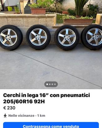 Cerchi in lega 16" con pneumatici 205/60R16 92H