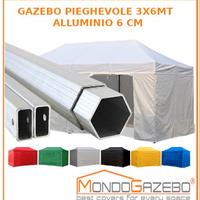 Gazebo 3x6 alluminio pareti laterali mercato stand