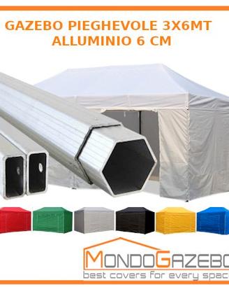 Gazebo 3x6 alluminio pareti laterali mercato stand
