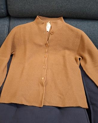 Maglione donna pura lana merino fine L caramello